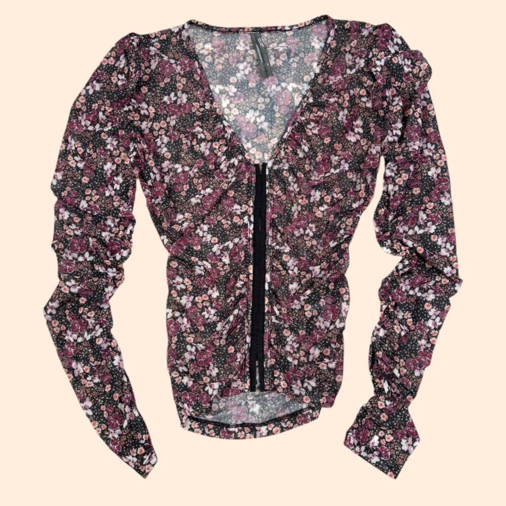 By Anthropologie Mesh Floral Top